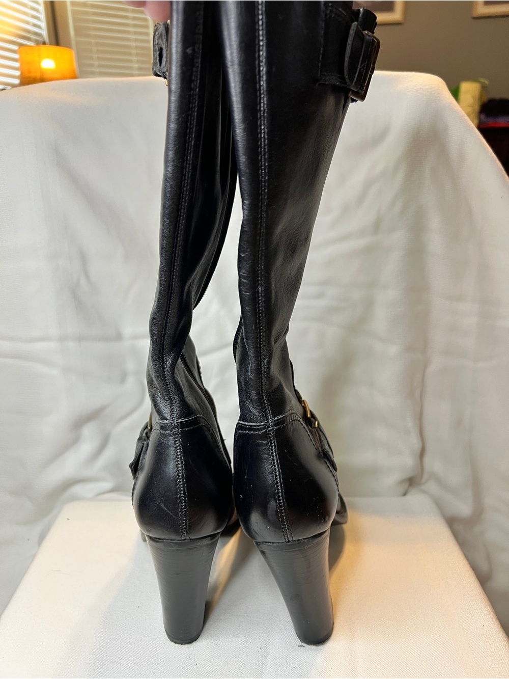 BP Julius-Lea Leather Mid Calf Boots. Decorative Gold Buckle. Women’s size 7 - Picture 5 of 6